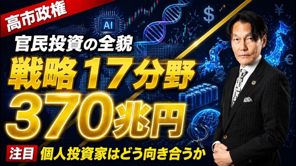 高市政権『戦略17分野』官民370兆円の全貌/個人投資家はどう向き合うか【河合達憲の当面のストラテジー:2026/6/23】株、日経平均、株価 高市政権『戦略17分野』官民370兆円の全貌/個人投資家はどう向き合うか【河合達憲の当面のストラテジー:2026/6/23】株、日経平均、株価