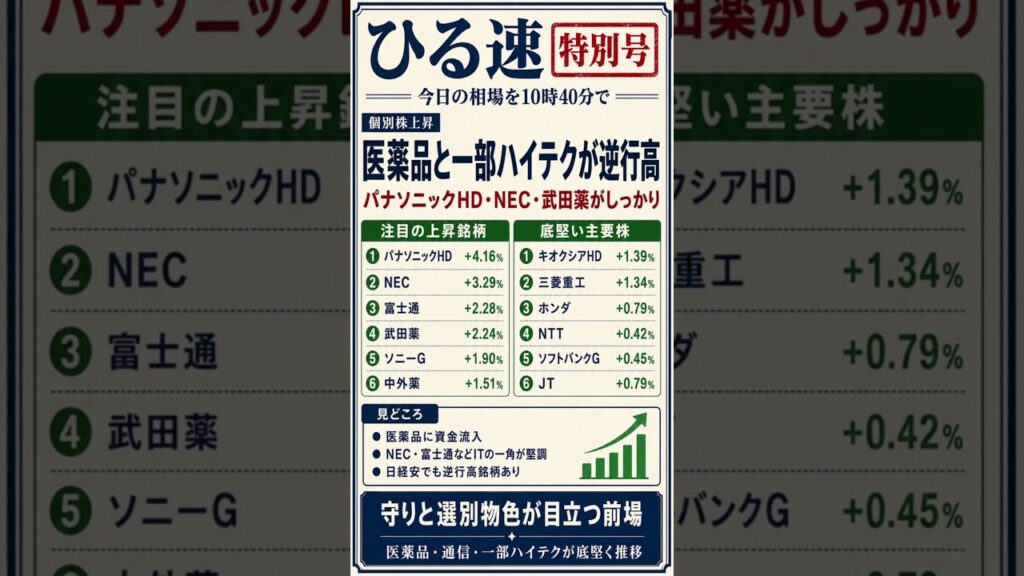 【ひる速号外】日経平均は反落もグロース逆行高!空運・海運・医薬品に資金 #ひる速 #相場分析 #shorts 【ひる速号外】日経平均は反落もグロース逆行高!空運・海運・医薬品に資金 #ひる速 #相場分析 #shorts