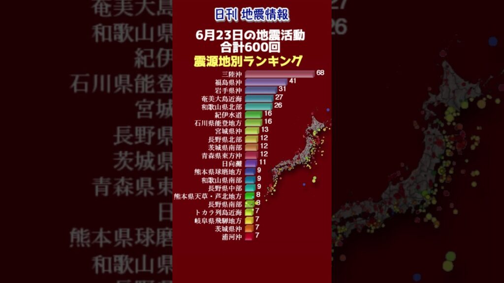 【地震情報】6月23日の地震活動