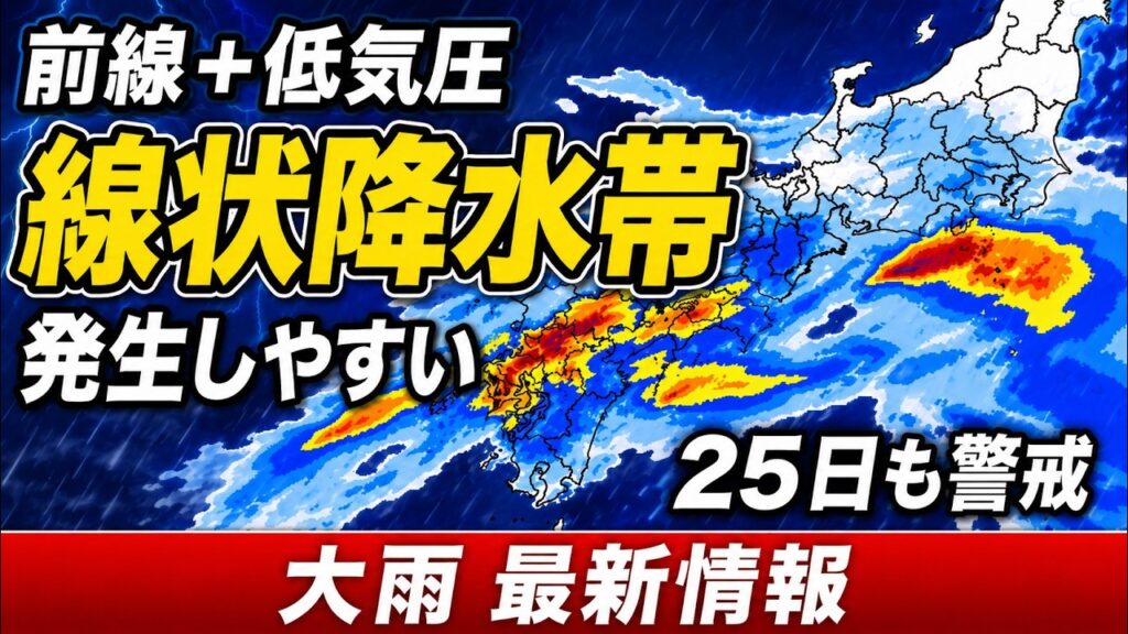 【危険警報級】25日も台風接近前から西〜東日本で大雨　雨雲組織化しやすく要警戒｜大雨情報 #マニアック天気 #大雨 #線状降水帯