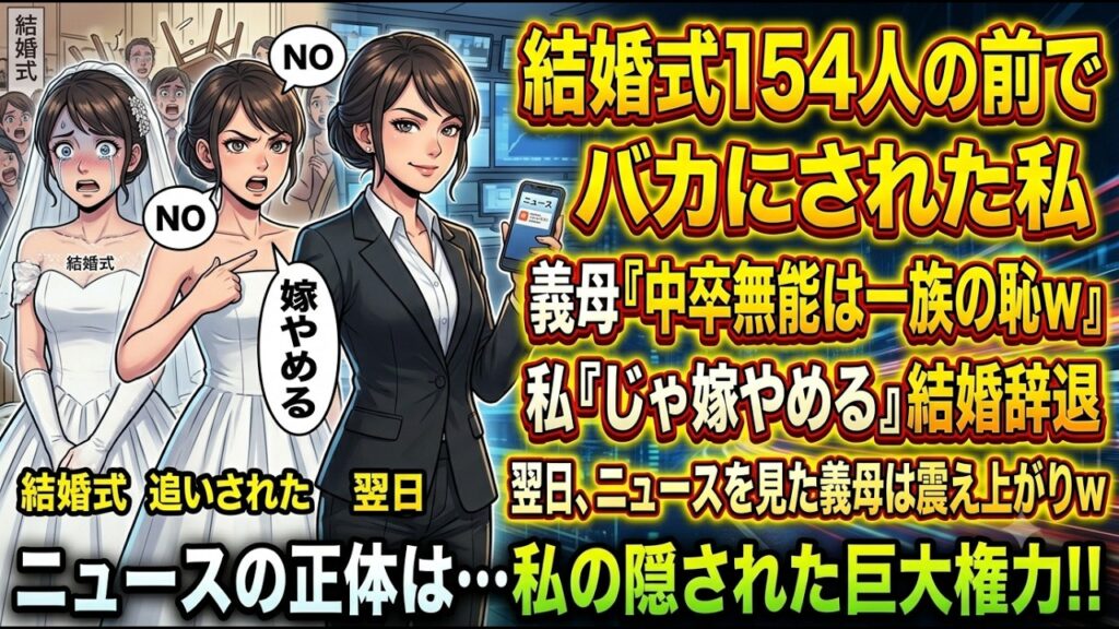 結婚式で義母に侮辱され「嫁やめる」と宣言→翌日、ニュースで義母が震えた理由