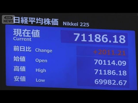 日経平均、大幅上昇 一時2000円高 原油価格下落や米半導体企業の好決算で(2026年6月25日) 日経平均、大幅上昇 一時2000円高 原油価格下落や米半導体企業の好決算で(2026年6月25日)
