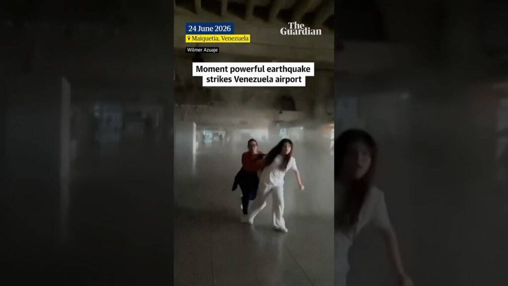 Moment powerful earthquake strikes Venezuela airport