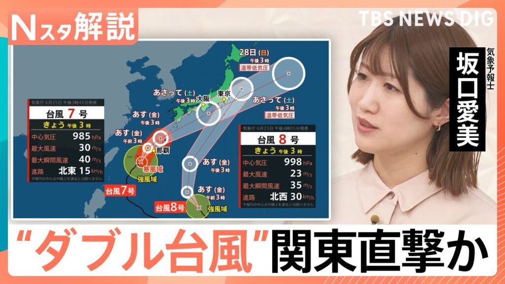 警戒“ダブル台風”関東直撃か 大雨も注意、台風7号接近 300ミリの雨量予想【Nスタ解説】｜TBS NEWS DIG