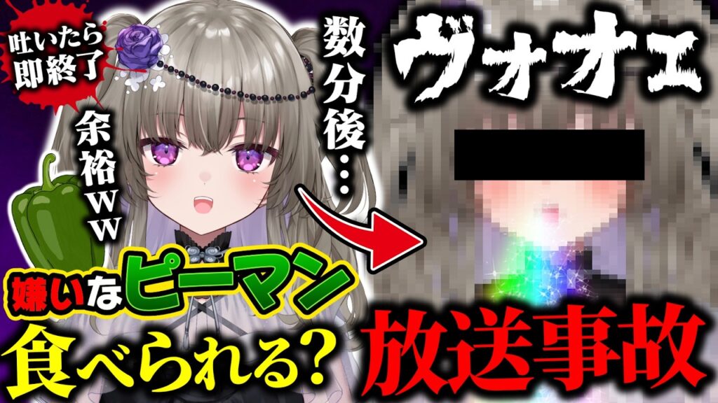 【放送事故】大嫌いなピーマンに挑戦するも嗚咽が止まらず放送事故になる冥鳴ひまり【Vtuber/切り抜き】