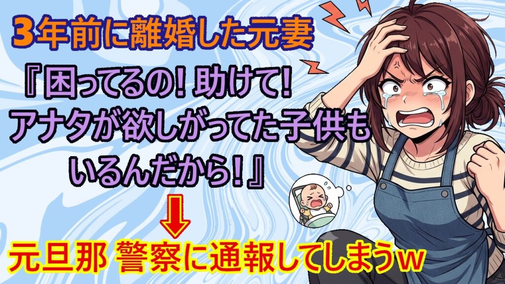 【修羅場　離婚】モンスターになった元妻！？　３年前に『子供を産まない！』と宣言して離婚した元妻がやってきた！『アナタの欲しがってた子供も産んだよ！今度はアナタの子供も産んであげるから助けてね？』