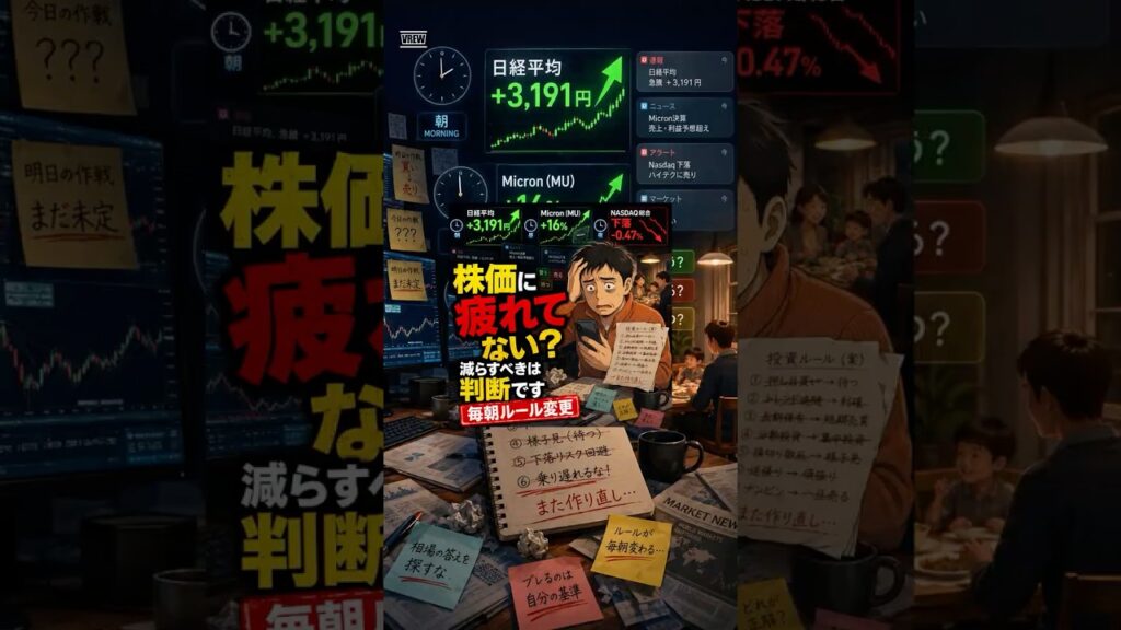 株価が上がっても疲れる理由|判断回数を減らす5つのルール #shorts #spacex #micron #mu #nasdaq #日経平均 #nvidia #半導体株#fomo #米国株 #時間富豪 株価が上がっても疲れる理由|判断回数を減らす5つのルール #shorts #spacex #micron #mu #nasdaq #日経平均 #nvidia #半導体株#fomo #米国株 #時間富豪