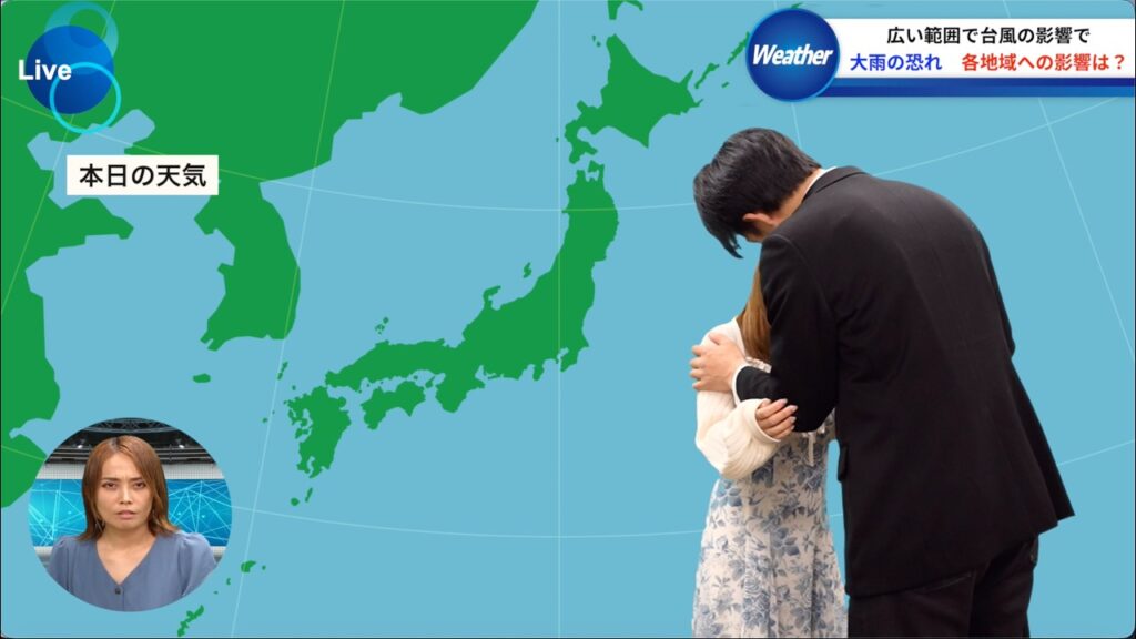 天気予報に切り替えたらアナウンサー同士でキスしてた放送事故