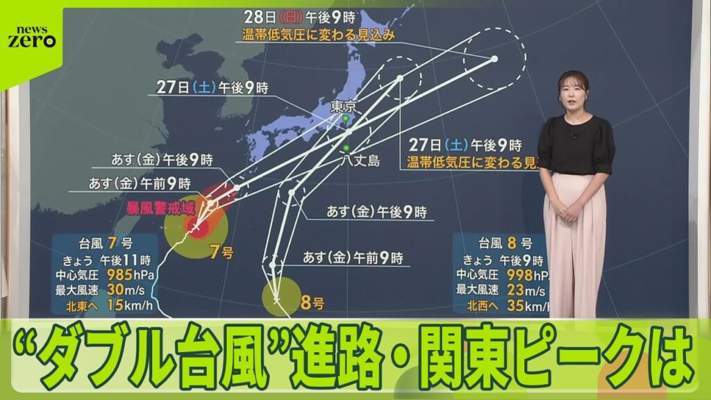 【気象予報士解説】ダブル台風が立て続けに…今後の雨は　関東はピークが2回