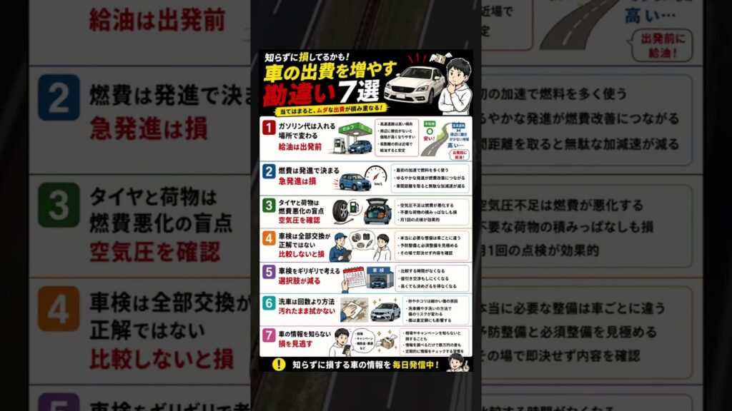 実は知らずに損してる！車の出費を増やす勘違い７選