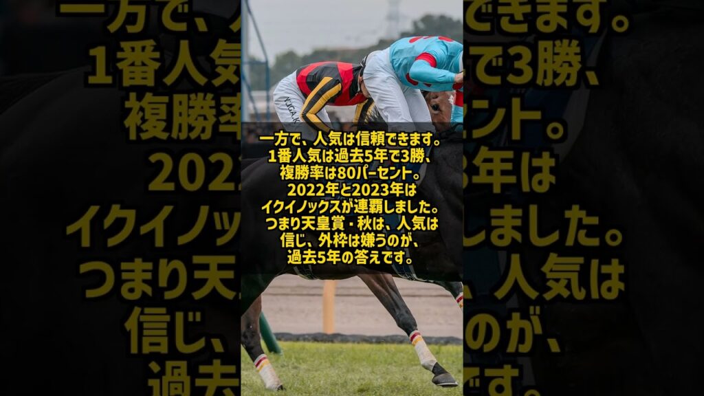 天皇賞・秋で外枠を買ってはいけない 過去5年の外枠は複勝率わずか5% #Shorts 天皇賞・秋で外枠を買ってはいけない 過去5年の外枠は複勝率わずか5% #Shorts