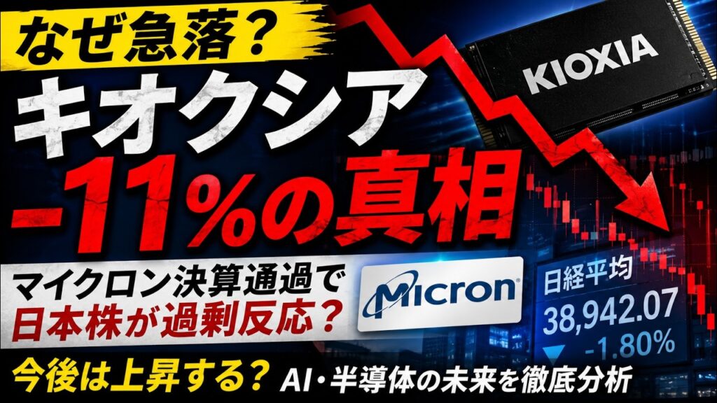 日経平均急落！キオクシア暴落は買い場か？マイクロン決算通過で日本株は過剰反応か？AI詳細分析により解説！