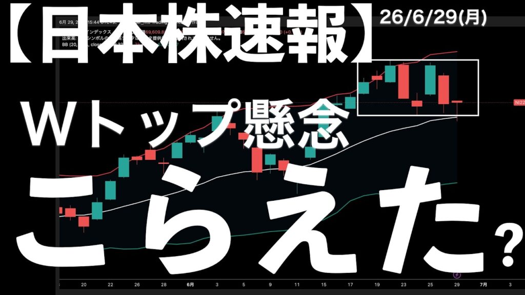 【日本株速報】26/6/29 ダブルトップにはならずにこらえた！要因は！？　#日本株  #半導体　#topix　#fomc