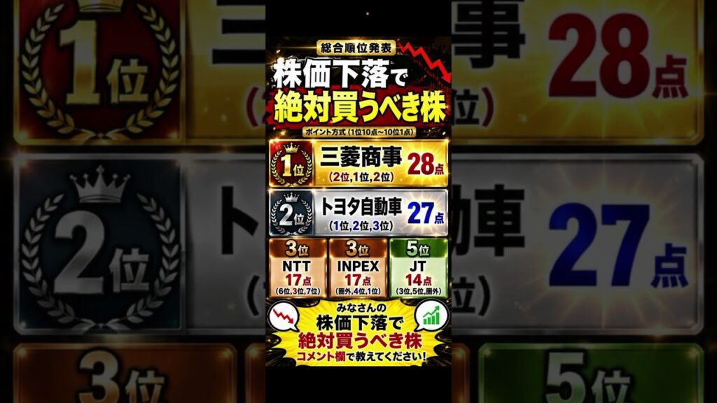 株価下落で絶対買うべき株、ダイジェスト総集編のTOP５