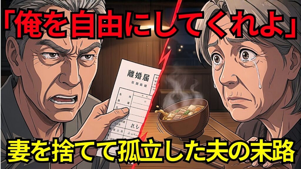 【夫との離婚】「俺を自由にしてくれ」と三十六年間尽くした私に突如離婚を突きつけた夫。すべてを奪われ家を出た私と、自由の代償を知った元夫の末路…【シニア朗読・スカッとする話・アニメ漫画】