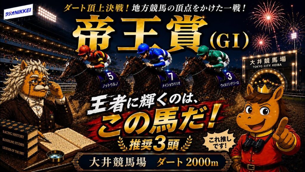 【地方競馬予想】厳選！Jpn1帝王賞2026🏆「買いたい3頭」本命候補３頭を推奨！