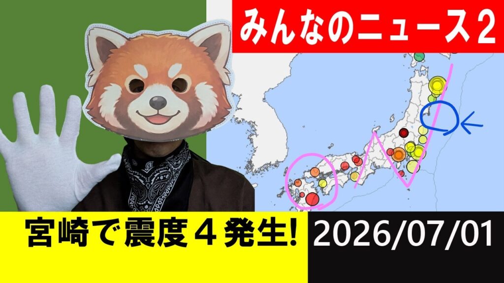 宮崎で震度４が発生！地震研究家 レッサー