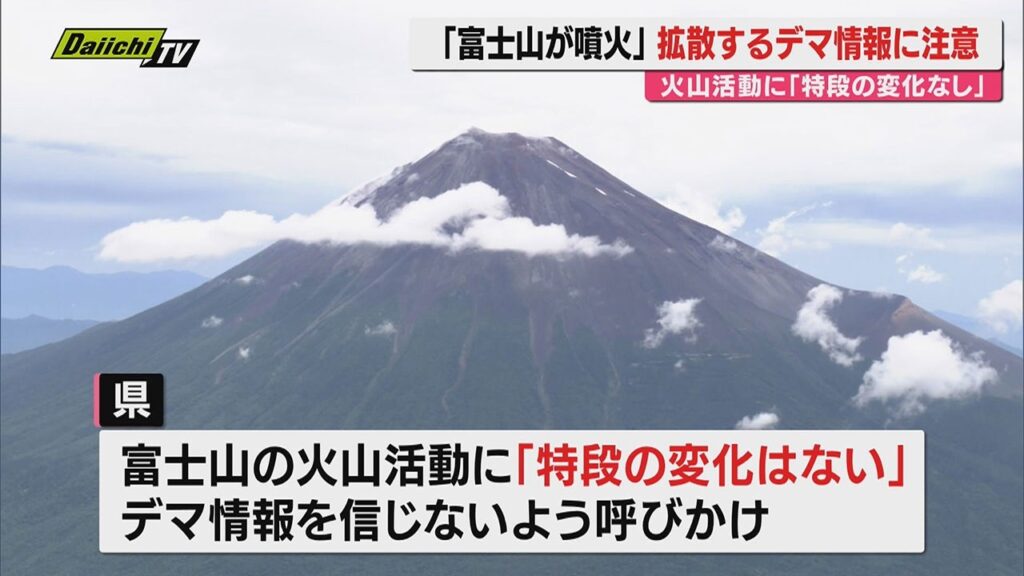 【富士山】6月の山梨震源地震直後から“火山活動”に係る“デマ情報”がSNSで拡散…静岡･山梨両県が｢特段変化ない｣と注意喚起