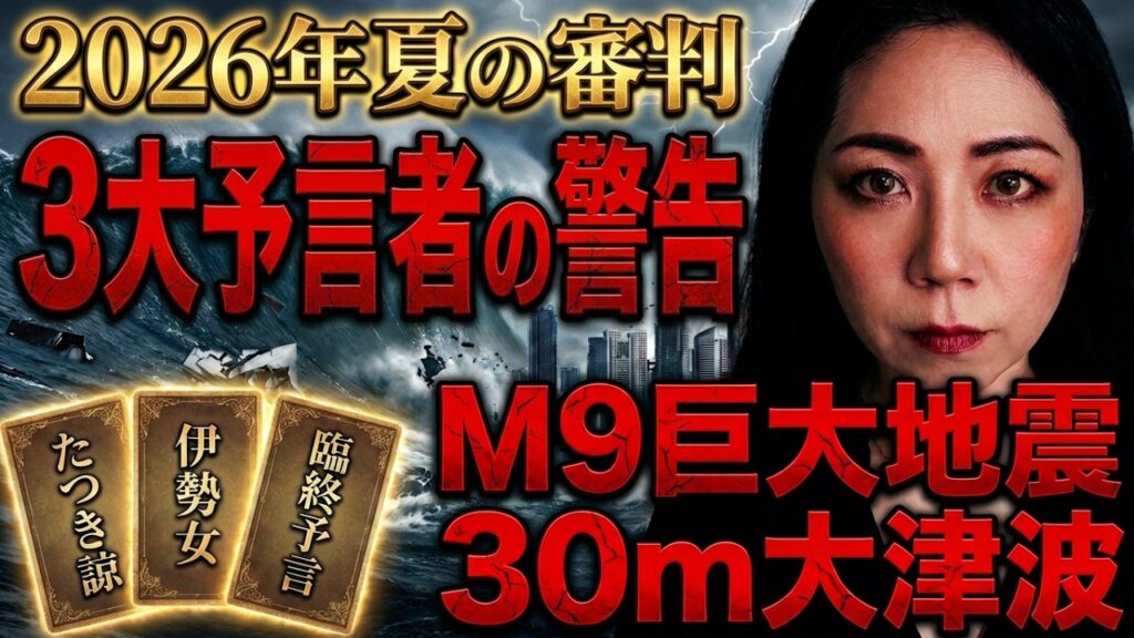 【2026年夏の審判】M9巨大地震と30m大津波。3大予言が警告する「関東壊滅」「南海トラフ連動」の真実【たつき諒×伊勢女×臨終予言】
