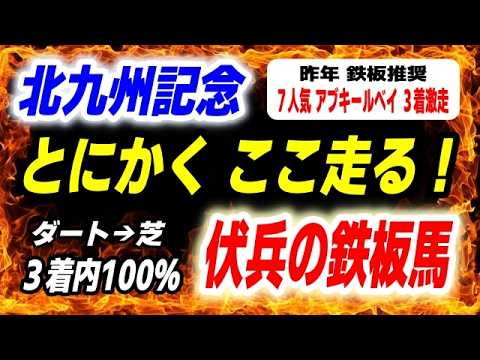北九州記念2026【とにかくここ走る伏兵の鉄板馬 発見】ダート→芝のローテで３着内率100％継続中！