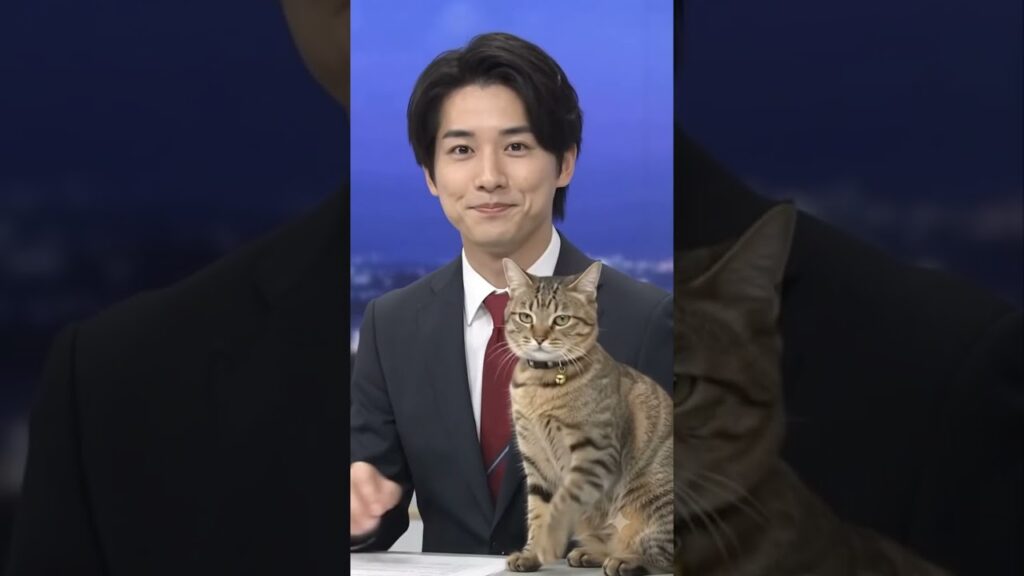 【放送事故】何度話そうとしても猫に止められるキャスター