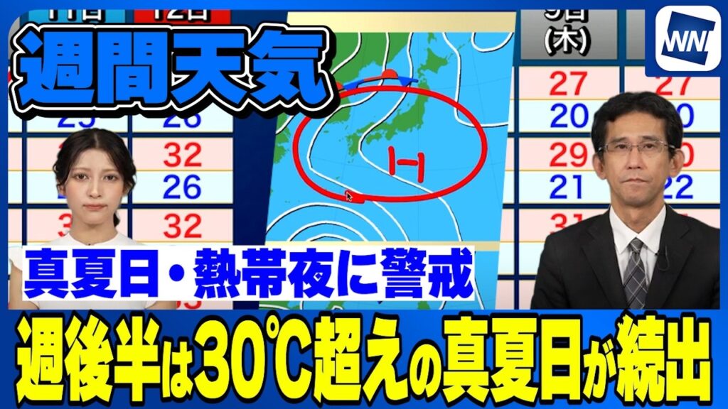 【週間天気】週後半は30℃超えの真夏日が続出