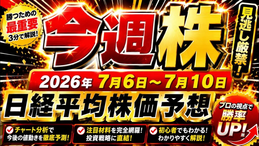 今週の日経平均株価予想（2026年7月6日～7月19日）今週は再度日経平均株価7万円に挑戦の巻！