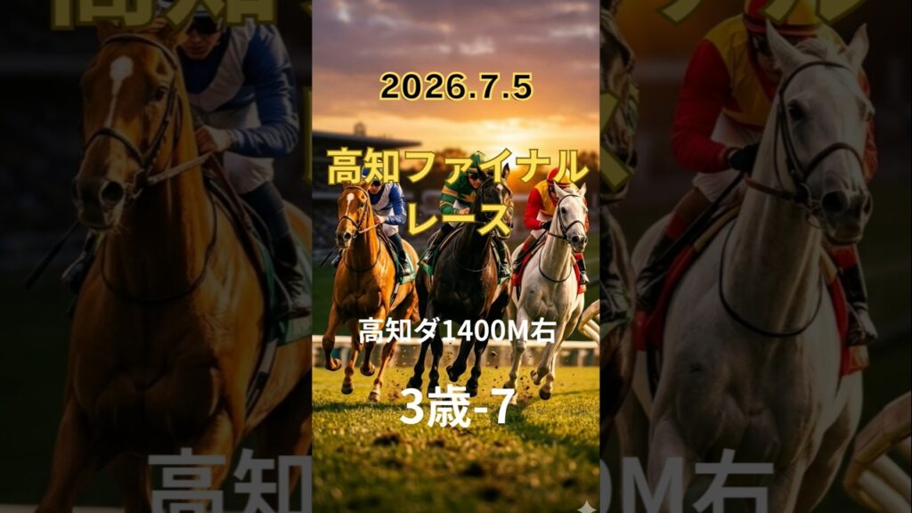 【高知ファイナル 2026】上位5頭予想！高知ファイナルレース、3歳－7記者選抜の開催です。