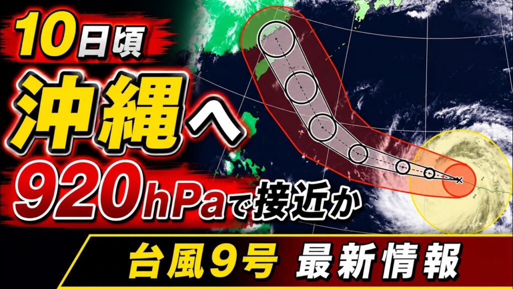 【危険】大型台風9号は非常に強い勢力で沖縄へ　西〜東日本太平洋沿岸もうねり注意｜台風情報 #台風 #台風9号