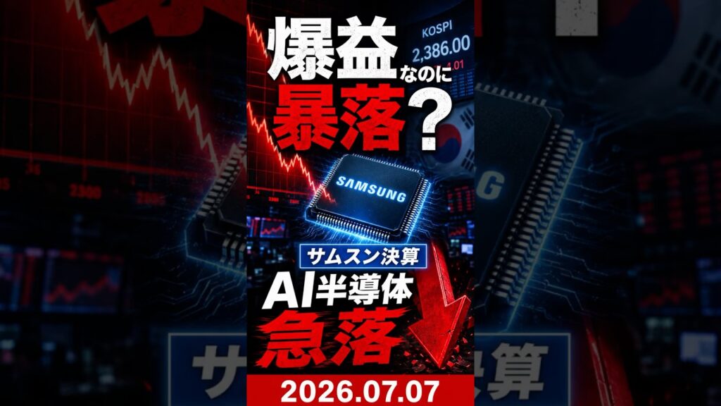 本日もAI・半導体株は大幅安！震源地は韓国サムスンにあり...！前年同月比1800%以上出てるのにね...[258日目]