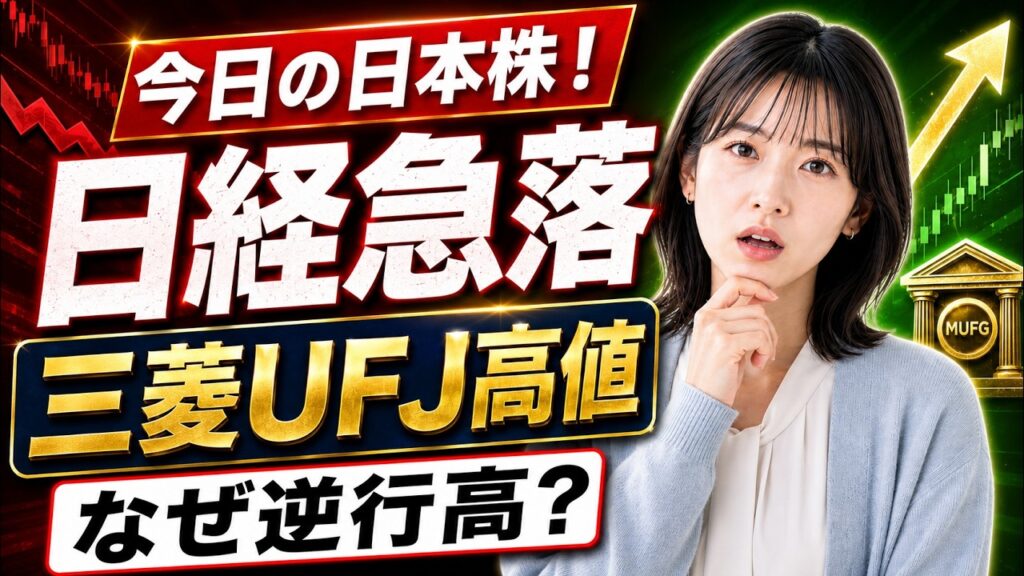 【最新】今日の日本株、何が起きてる？日経平均急落でも三菱UFJが年初来高値の理由