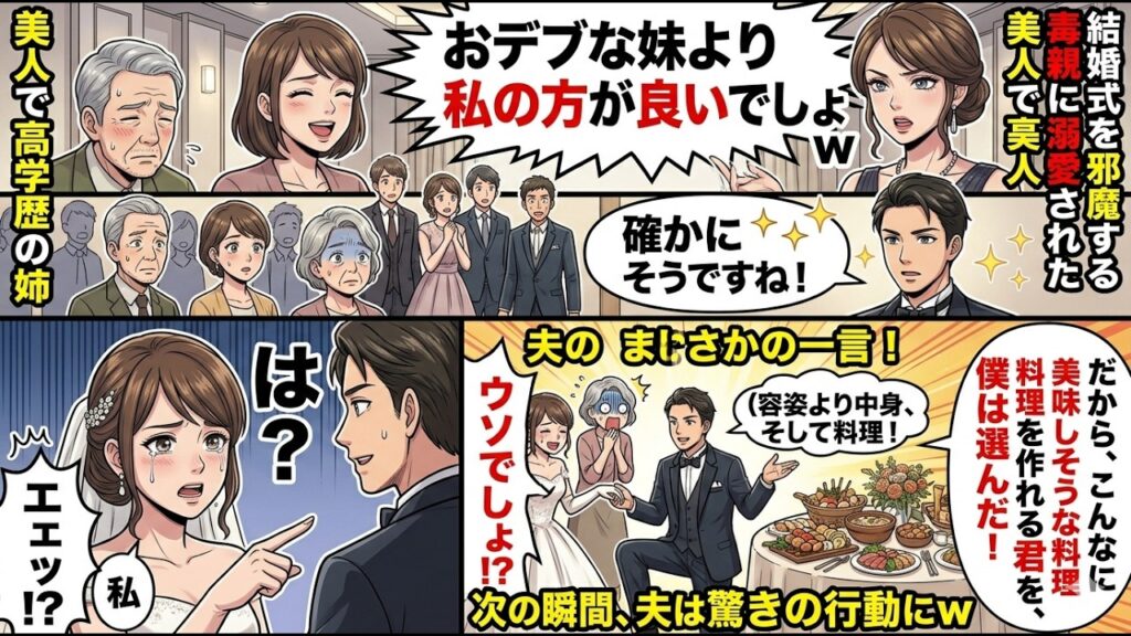 結婚式で姉が横取り宣言「妹より私でしょ？」→夫の驚愕の行動で会場が凍りつく