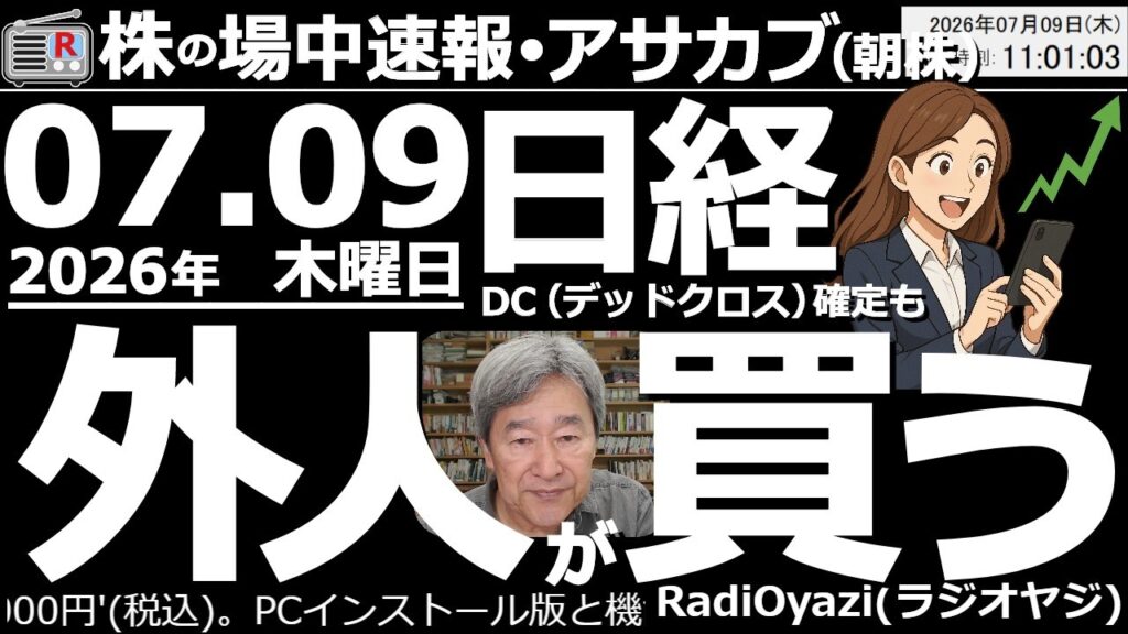 【朝株！(投資情報)】日経平均は昨日、25MAの下に「上ヒゲ陰線」を垂らす最悪のチャートになった。その後の欧州時間では先物が65,400円付近まで下げたが、外国人の買いで3,000円反発。その意味は？
