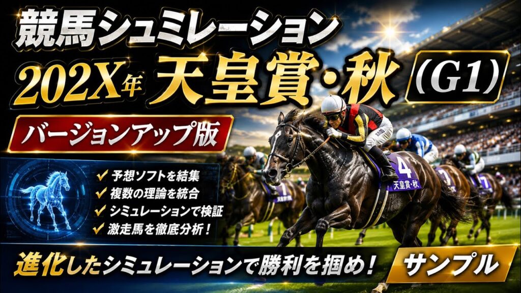 【競馬シミュレーション】202X年天皇賞・秋（GⅠ）バージョンアップ版公開！予想ソフトを統合したサンプルを初公開！