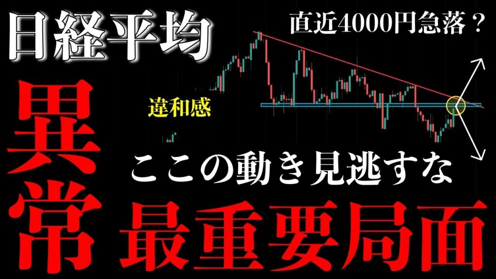 ⚠️日経平均“最重要局面”。反発か急落か…ここで全て決まります【Nikkei225分析】