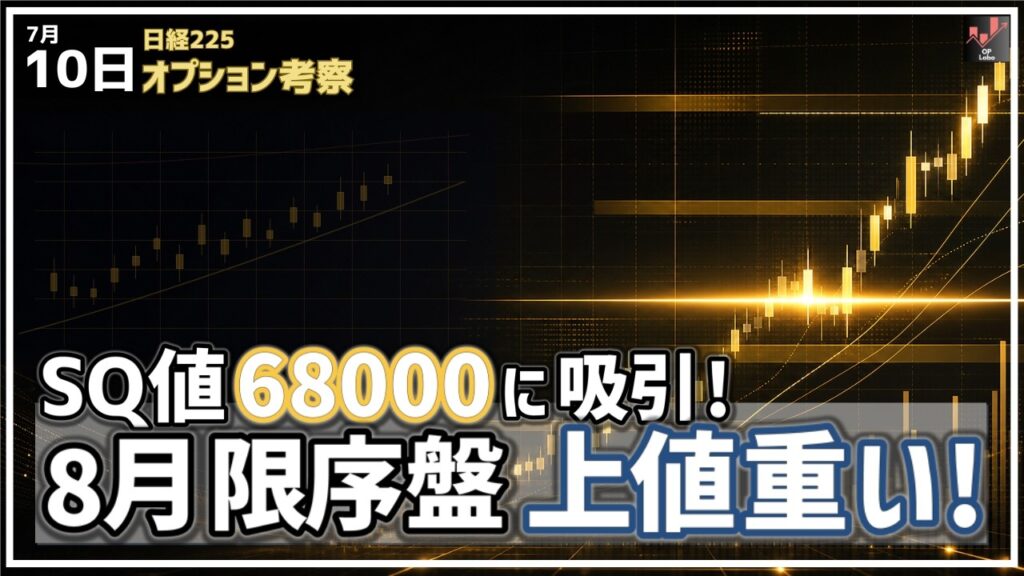 7月限 SQ値68000に吸引！ 8月限序盤の日経平均は上値が重い！ 【7/10 日経225オプション】