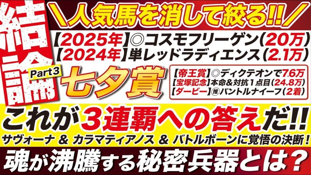 🎯これが３連覇への答えだ！→【七夕賞2026予想】サヴォーナ＆カラマティアノス＆バトルボーンに覚悟の決断！危険な人気馬と魂が沸騰する秘密兵器とは？