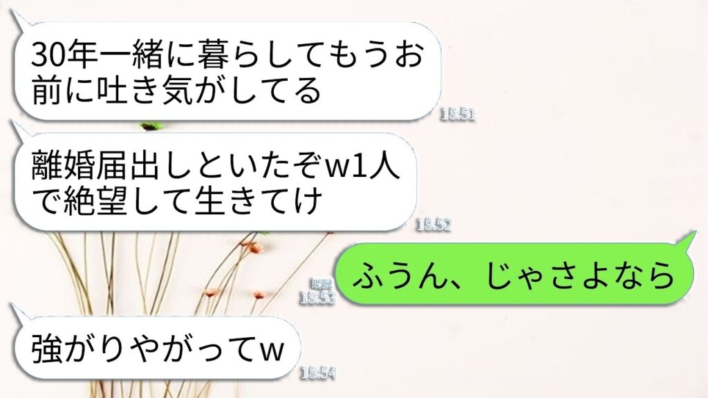 【LINE】結婚30年目に絶縁宣言する夫「お前の全てが大嫌いw離婚届出しといたからこれで俺は自由」私「あら、そう」→黙って家を出ていくと翌日、夫から300件の着信がwww