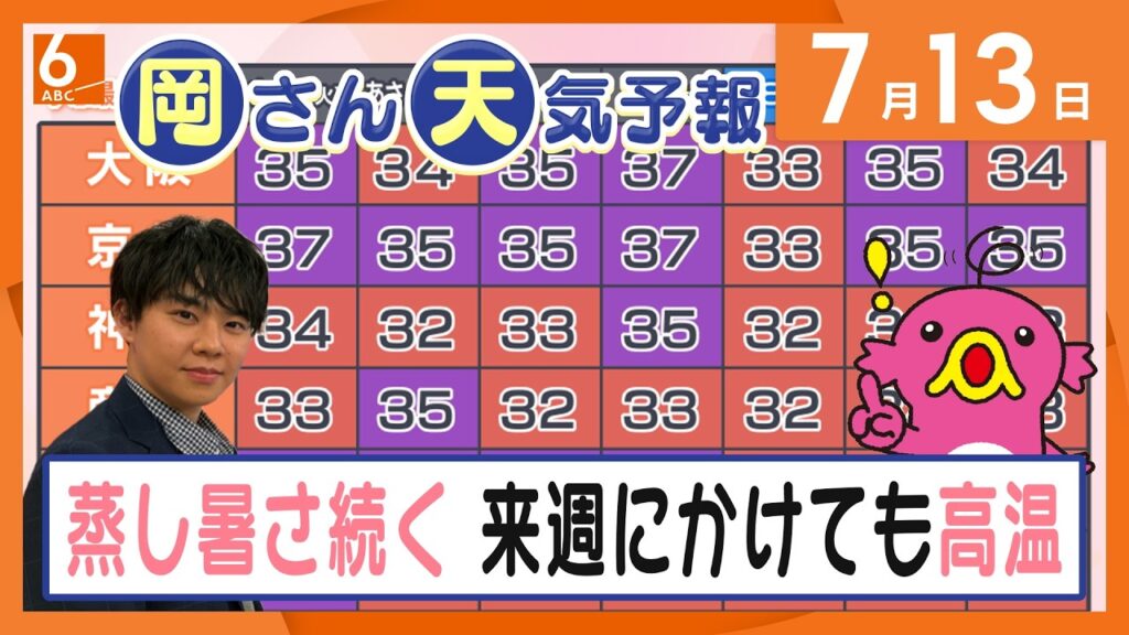 【岡さん天気予報】続く猛暑日に蒸し暑さ 来週にかけても高温 熱中症に厳重警戒! 【岡さん天気予報】続く猛暑日に蒸し暑さ 来週にかけても高温 熱中症に厳重警戒!