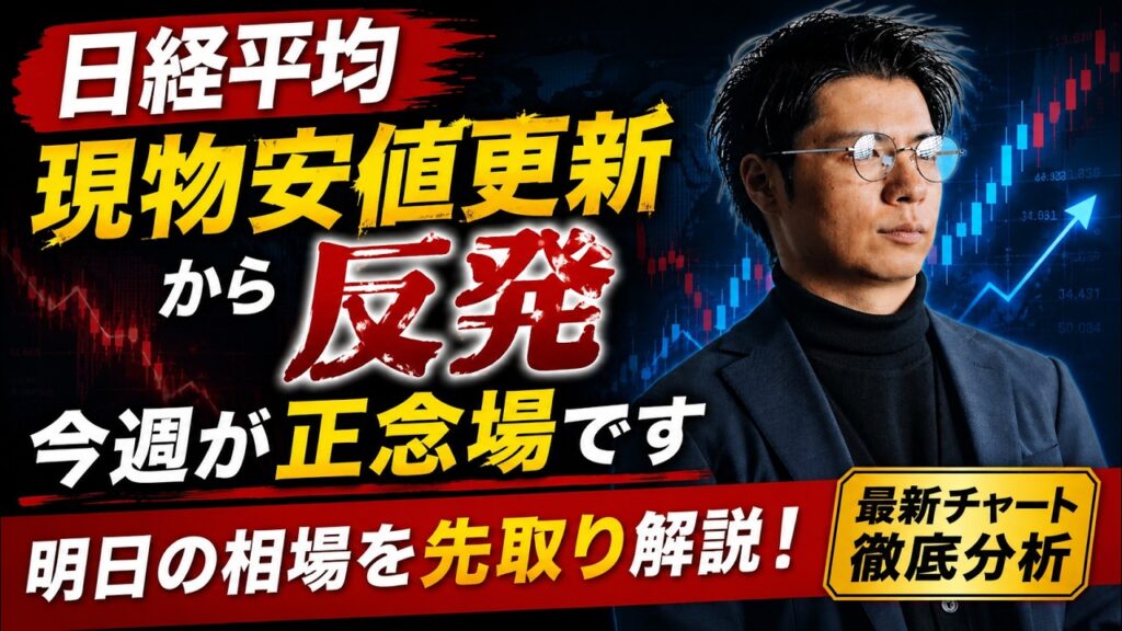 【日経平均】現物安値更新から反発 今週が正念場です KOSPI・サムスン電子・SKハイニックス・キオクシア・太陽誘電・村田製作所・安川電機・FINATEXT
