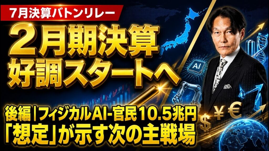 7月決算バトンリレー、まずは2月期決算好調スタートへ | 後編：フィジカルAI・官民10.5兆円想定が示す次の主戦場【河合達憲の当面のストラテジー：2026/7/14】株、日経平均、株価