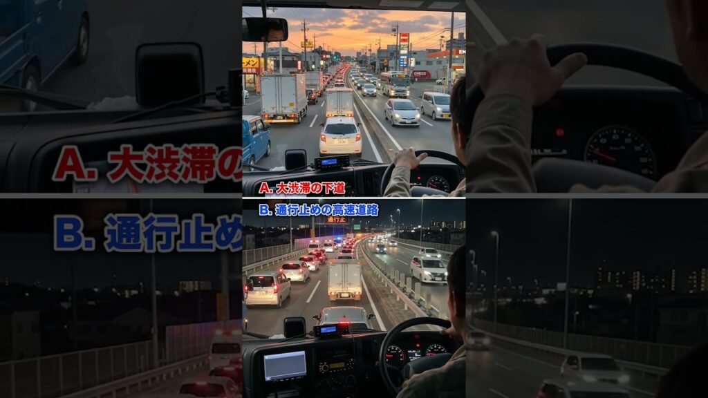 究極の2択どっちがマシ❓💥大渋滞の下道vs通行止めの高速道路
