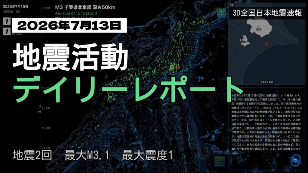 【2026年7月13日】地震活動デイリーレポート