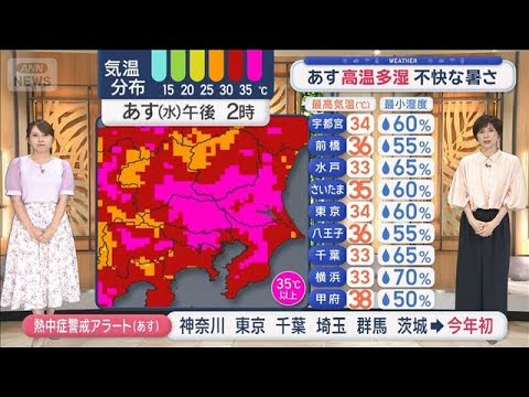 【関東の天気】熱帯夜エリア拡大　各地で25℃↑あす高温多湿　不快な暑さ【スーパーJチャンネル】(2026年7月14日)