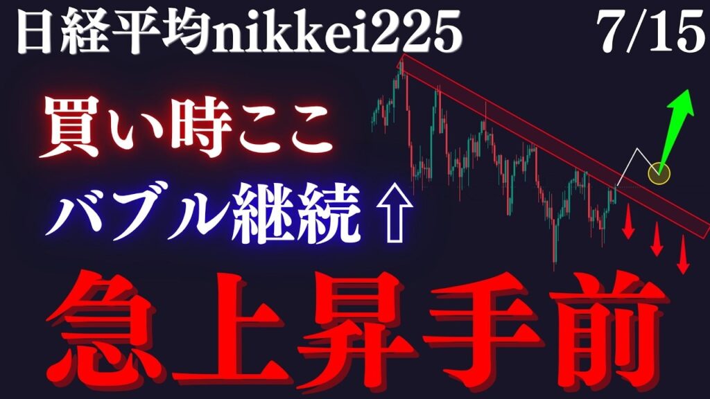 【🖐️日経平均が”急上昇目前”です。】売りゾーンで方向転換で高値更新へ！？時代の流れと共にバブル継続と予測。:RedのNikkei225テクニカル徹底分析