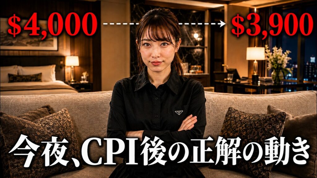 金（ゴールド）4,000ドル割れ。今夜CPIとウォーシュ証言の後、どう動くべきか専業投資家の本音を話します。