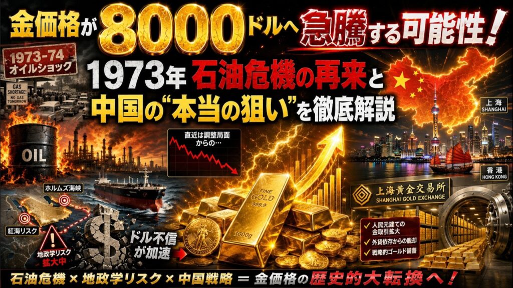 金価格が8000ドルへ急騰する可能性!1973年石油危機の再来と中国の“本当の狙い”を徹底解説 金価格が8000ドルへ急騰する可能性!1973年石油危機の再来と中国の“本当の狙い”を徹底解説