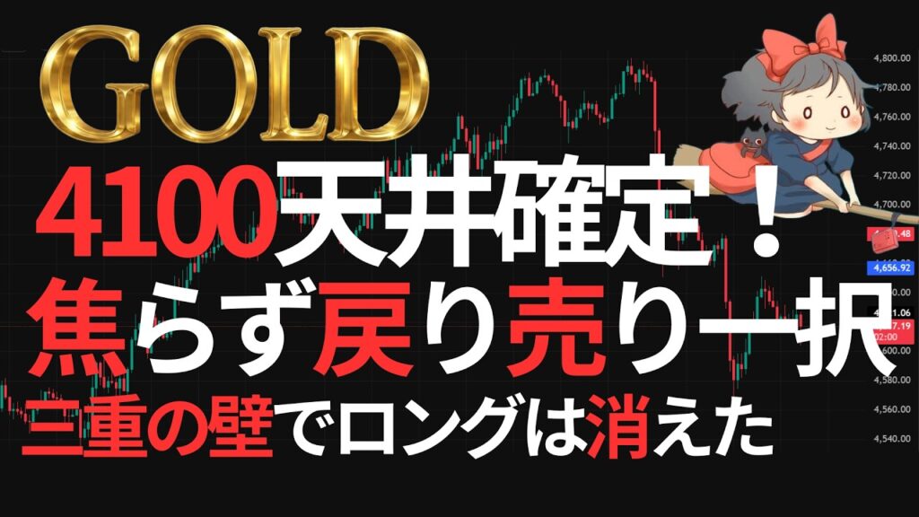 【⚡ゴールド確信💡】4,100は三重の壁で完全拒否！最強材料でも抜けず、売り優勢は継続｜XAUUSD/金価格/FX