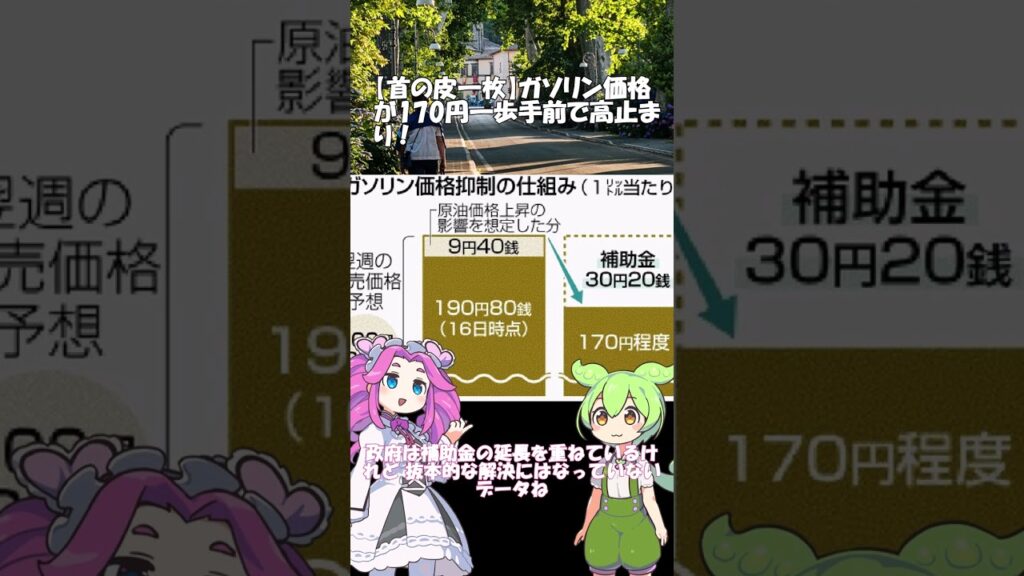 【首の皮一枚】ガソリン価格が170円一歩手前で高止まり！ #ずんだもん#ガソリン#ガソリン価格#ガソリン代