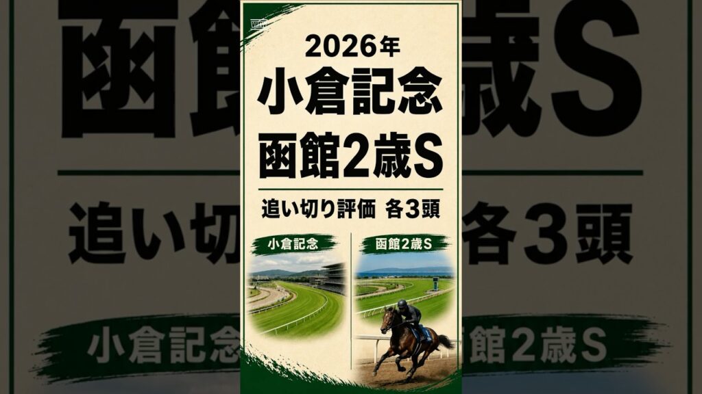 【2026年 小倉記念・函館2歳S】各3頭追い切り評価 #小倉記念 #小倉記念2026 #函館2歳ステークス #函館2歳S #追い切り #追い切り評価 #競馬初心者 #競馬予想 #夏競馬 #JRA 【2026年 小倉記念・函館2歳S】各3頭追い切り評価 #小倉記念 #小倉記念2026 #函館2歳ステークス #函館2歳S #追い切り #追い切り評価 #競馬初心者 #競馬予想 #夏競馬 #JRA